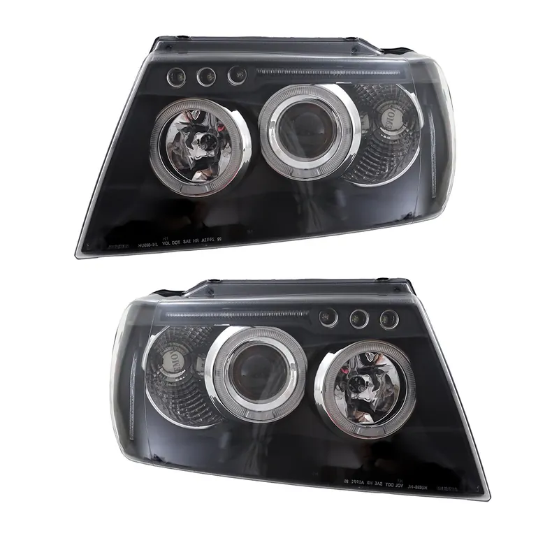 Sonderangebot Scheinwerfer Angel Eyes LED schwarz passt für Jeep Grand Cherokee ab 1999 - 2005