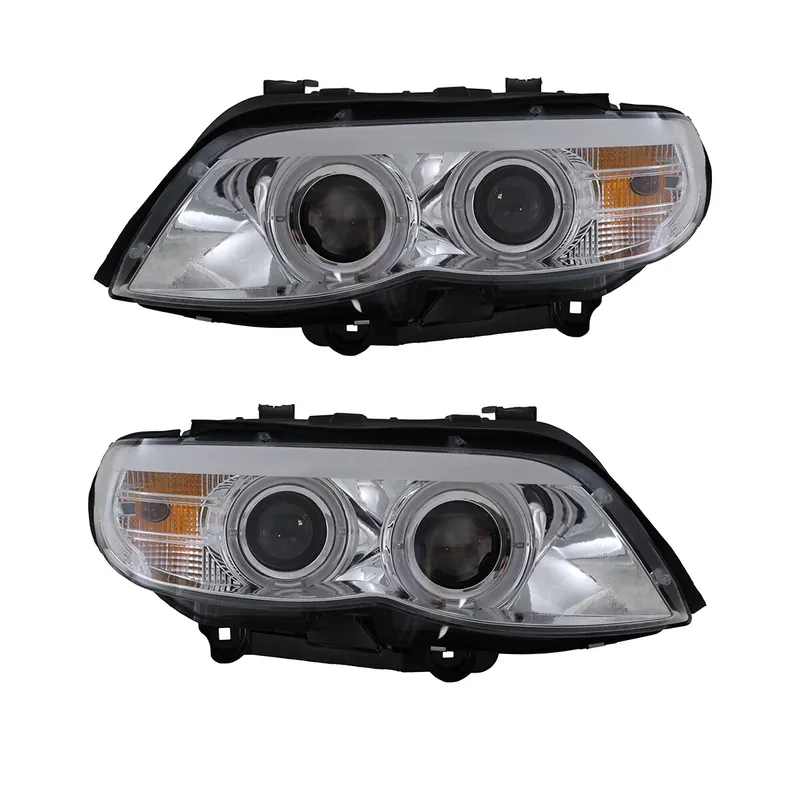 Nur Heute Scheinwerfer XENON Angel Eyes LED chrom passt für BMW X5 E53 ab 2003-2006
