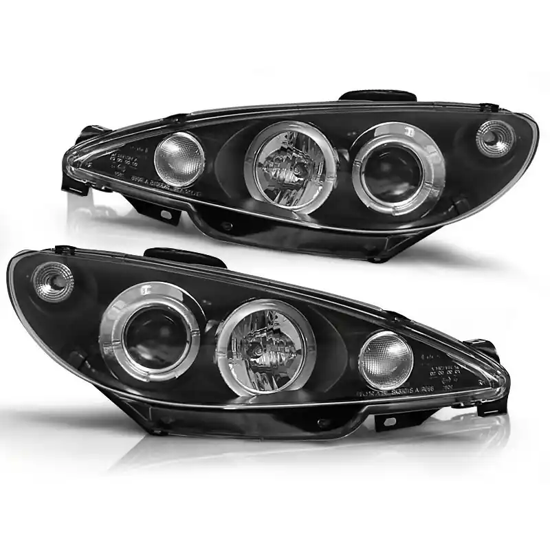 Scheinwerfer Angel Eyes LED schwarz passt für Peugeot 206 ab 2002 - 2014 Sofort Bestellen