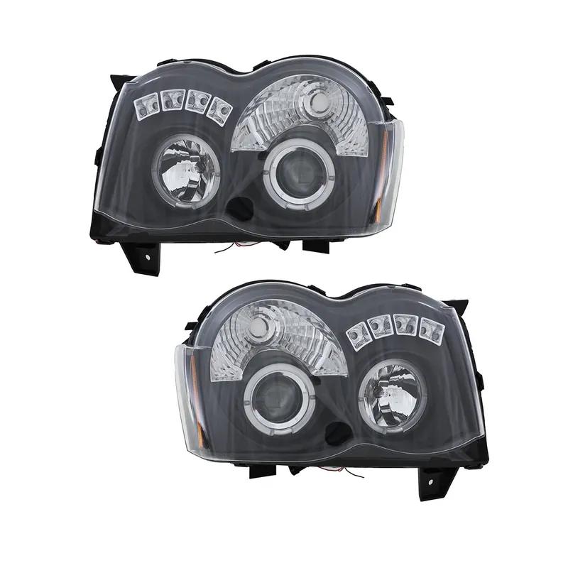 Neu Im Sortiment Scheinwerfer Angel Eyes LED schwarz passt für Jeep Grand Cherokee ab 2008-2010