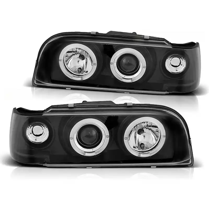 Scheinwerfer Angel Eyes LED schwarz passt für Volvo 850 ab 1992 - 1996 Neu Im Sortiment