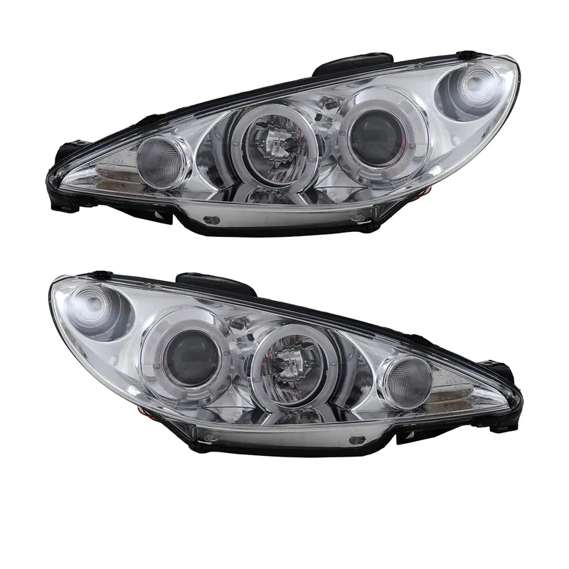 Scheinwerfer Angel Eyes LED chrom passt für Peugeot 206 ab 2002 - 2014 Wochenendangebot