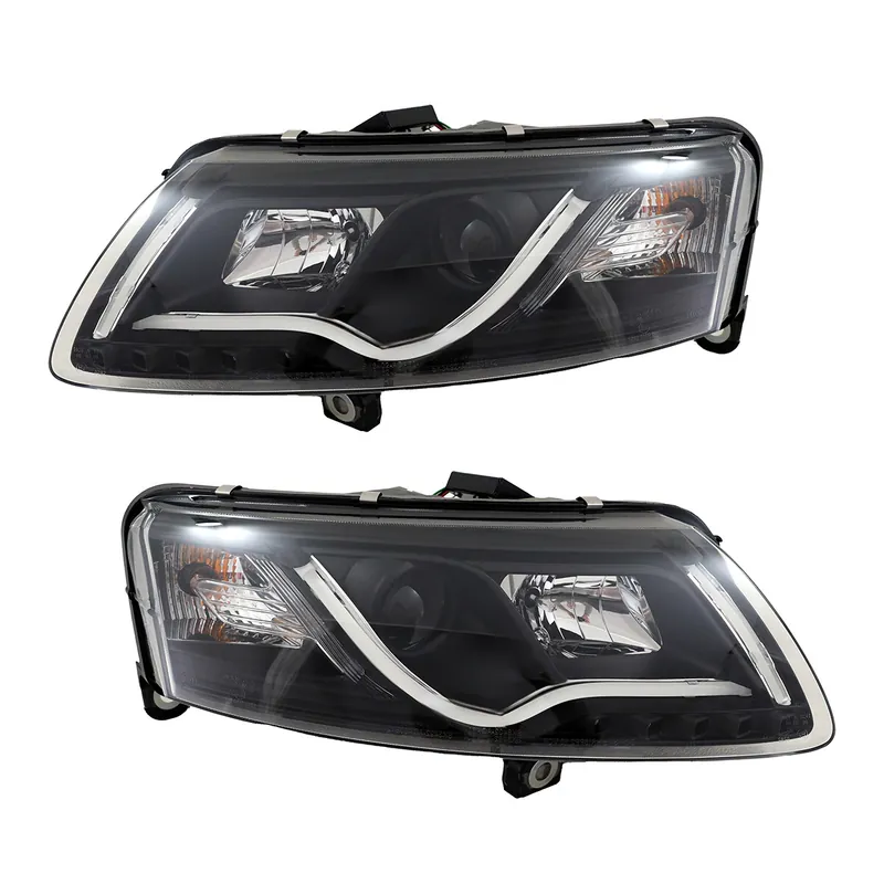 Scheinwerfer mit LED Tagfahrlicht passt für Audi A6 C6 4F ab 2004-2008 schwarz Neuheit