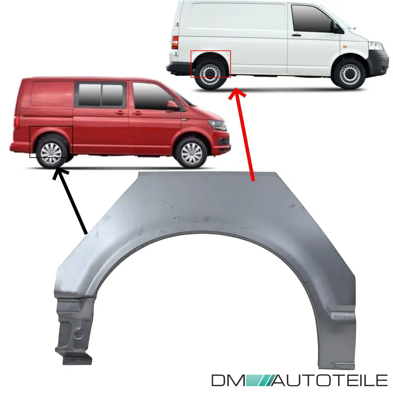 Versand Am Gleichen Tag Radlauf Reparaturblech Seitenwand Hinten Rechts äußeres Teil passt für VW T5 T6 alle Modelle ab 2003-2019