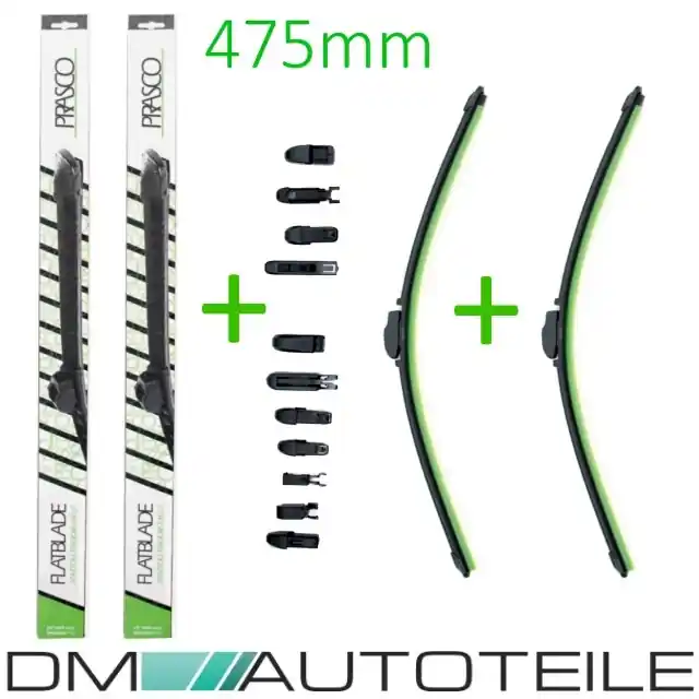 2x Wischerblatt Scheibenwischer Flat Blade Silence 19"/475mm + Adapter für VW Modelle Jetzt Kaufen