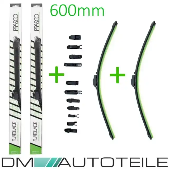Super-Preis 2x Wischerblatt Scheibenwischer Flat Blade Silence 24"/600mm + Adapter für VW Modelle