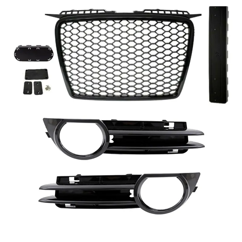 Neue Ware Front Grille honeycomb black gloss+Fogs cover fitts on Audi A3 8P 8PA 05-08 w/o RS3
