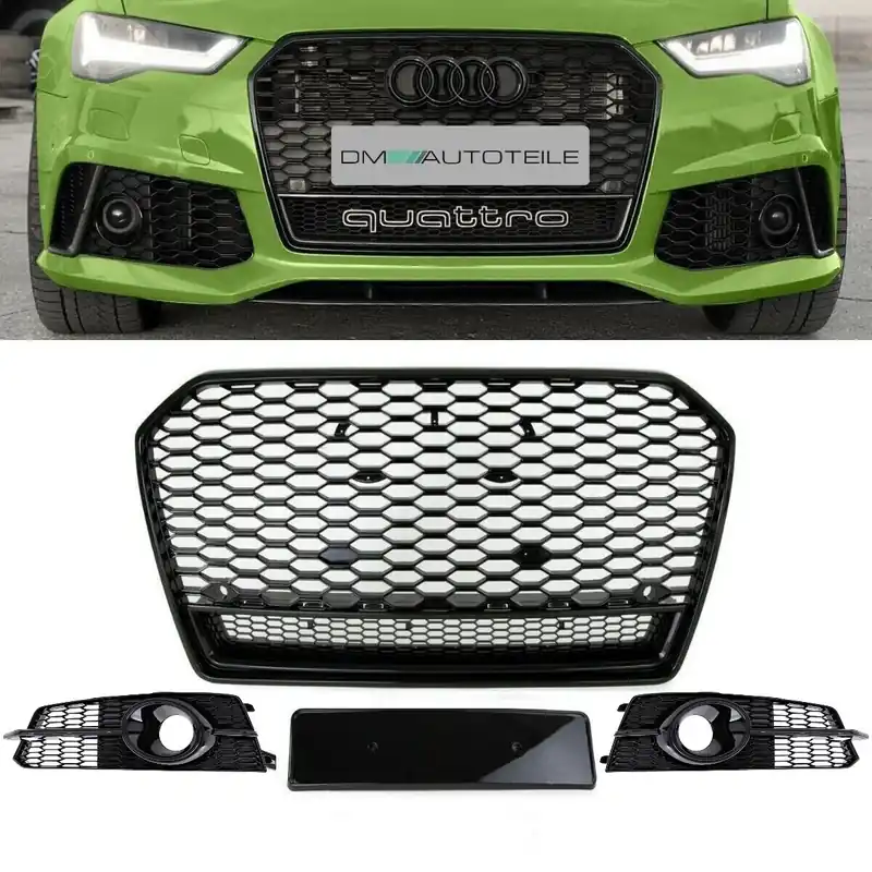 Bestseller Front Bumper Kidney Grille Black Gloss + Fogs Cover for all Audi A6 C7 Facelift up 09/2014