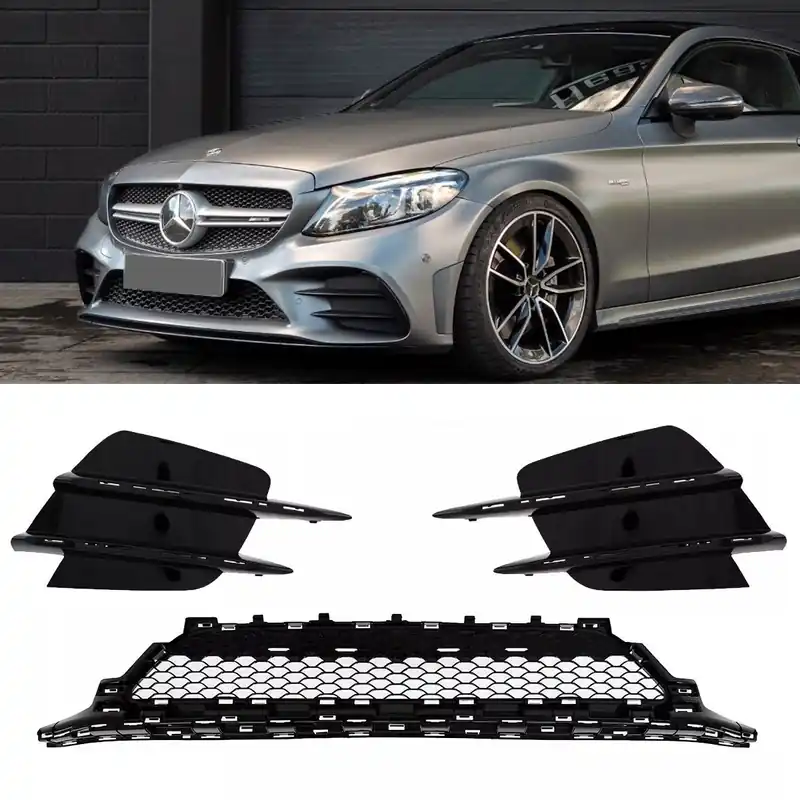 Letzte Chance Stoßstangengitter SET hochglanz schwarz black pack passt für Mercedes W205 C205 S205 A205 Mopf AMG Line + C43