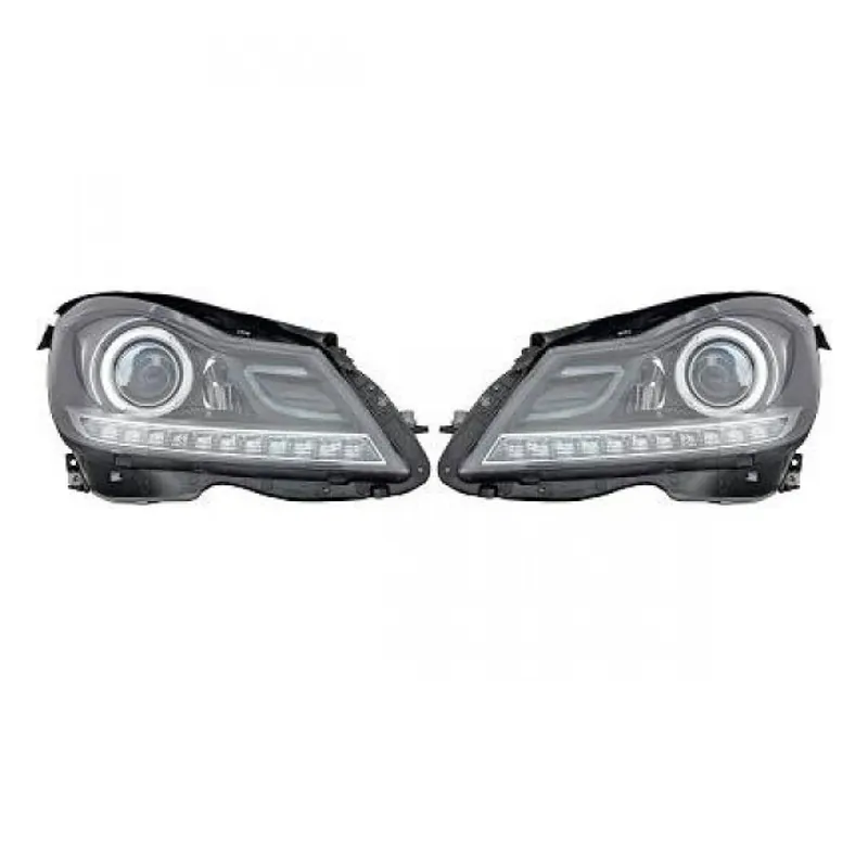 Neu Im Sortiment Set H7 Scheinwerfer Schwarz +LED Blinker für Mercedes C-Klasse (W204) ab 2011-