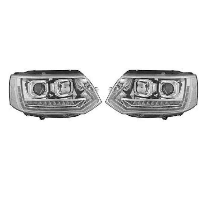 Neu Im Sortiment LED Scheinwerfer H7/H1 dynamische Blinker Chrom Klarglas für VW T5 GP 2009-2015