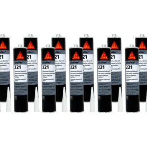 12x Sikaflex 221 300ml Stahlgrau Dichtstoff Dichtmasse Kleber Kartusche Sale