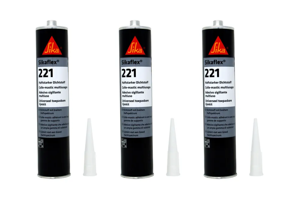 Sonderangebot 3x Sikaflex 221 300ml Stahlgrau Dichtstoff Dichtmasse Kleber Kartusche
