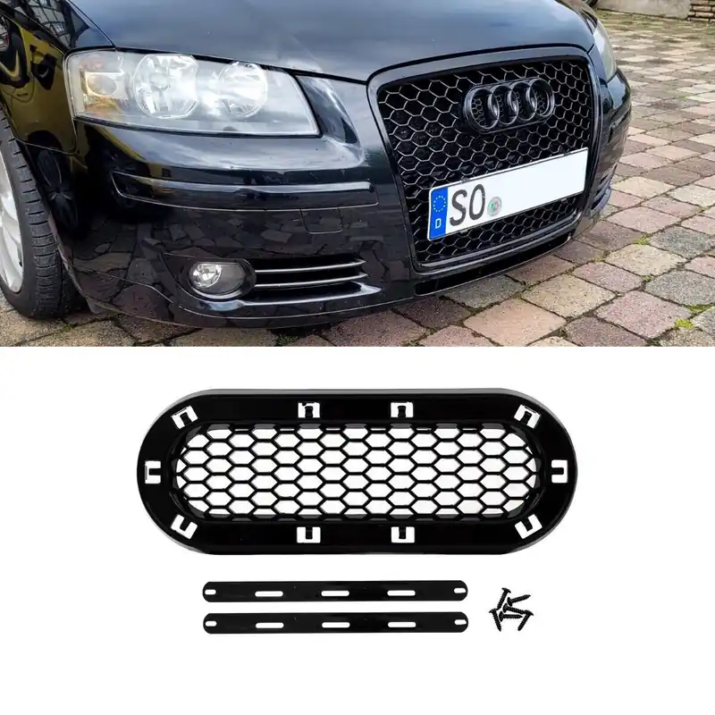 Begrenztes Angebot Badgeless Front Grille Ring Cover Emblem Honeycomb Black Gloss fits Audi A1 A3 A4 A5 A6