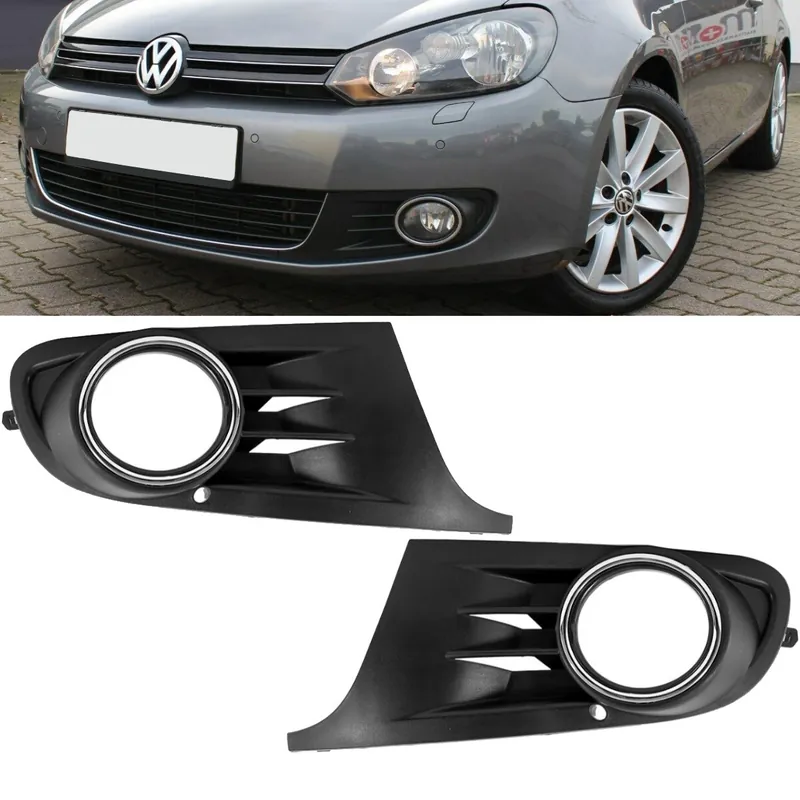 Stoßstangengitter SET Links / Rechts Golf 6 VI in Schwarz Matt mit Chromring Preiswert
