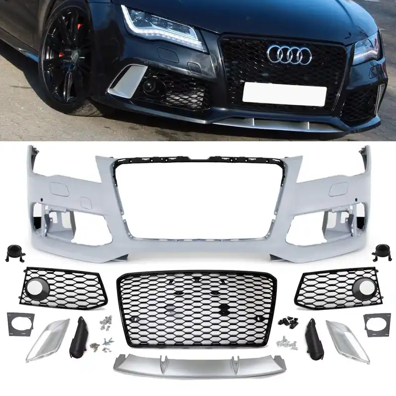 Sofort Bestellen Sport Front Bumper +Accessoires + Grille Black Gloss fits on Audi A7 4G Sportback up 10-14 w/o RS7